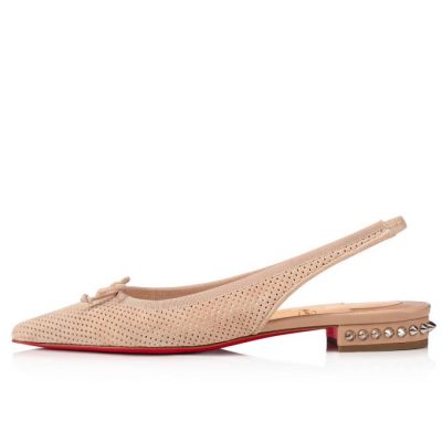 Christian Louboutin Hall Sling Veau Velours Flats Flats Ženske Bež | SI-92845