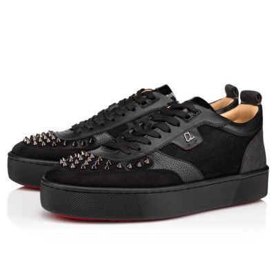 Christian Louboutin Happyrui Spikes Version Creative Fabric Sneakers Superge Moški Črne | SI-76020