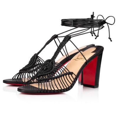 Christian Louboutin Janis In Heels 85 Lucido Calf Sandals Sandale Ženske Črne | SI-66822