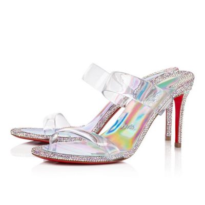 Christian Louboutin Just Strass 85 Suede Sandals Sandale Ženske Roza Večbarvni | SI-43656