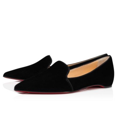 Christian Louboutin Kashasha Veau Velours Flats Flats Ženske Črne | SI-43994