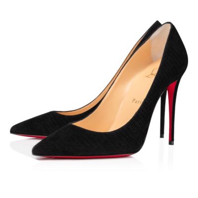 Christian Louboutin Kate 100 Veau Velours Pumps Pumps Ženske Črne | SI-25149