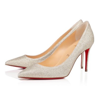 Christian Louboutin Kate 85 Ivory Glitter Pumps Pumps Ženske Srebrne | SI-29855