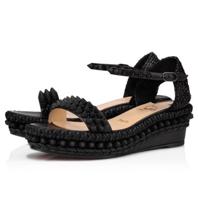 Christian Louboutin Lata 60 Calf Espadrilles Espadrilles Ženske Črne | SI-80065