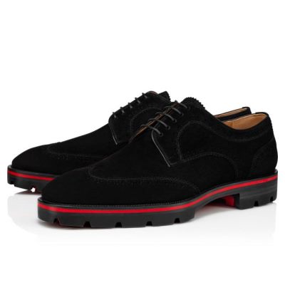 Christian Louboutin Laurlaf Veau Velours Derby Derby Moški Črne | SI-02971