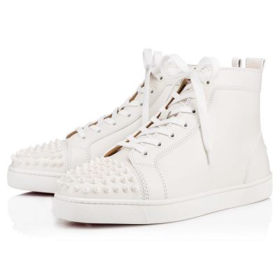 Christian Louboutin Lou Spikes 000 Calf Sneakers Superge Moški Bele | SI-69297