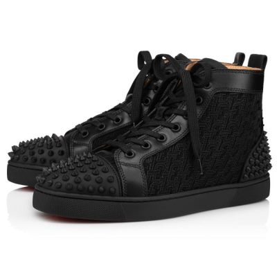 Christian Louboutin Lou Spikes 2 Cotton Sneakers Superge Moški Črne | SI-41041
