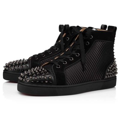 Christian Louboutin Lou Spikes 2 Cotton Sneakers Superge Moški Črne | SI-51691