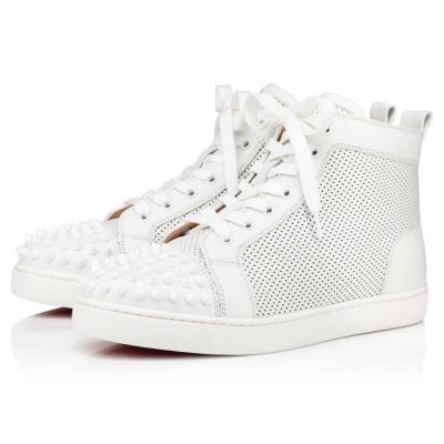 Christian Louboutin Lou Spikes Calf Sneakers Superge Ženske Bele | SI-32319