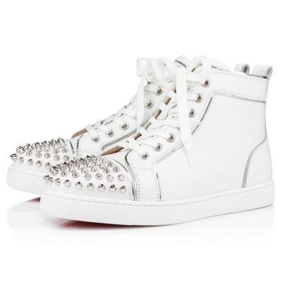 Christian Louboutin Lou Spikes Calf Sneakers Superge Ženske Bele Srebrne | SI-68717