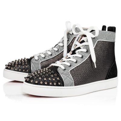 Christian Louboutin Lou Spikes Orlato Creative Fabric Sneakers Superge Moški Črne Srebrne | SI-00056