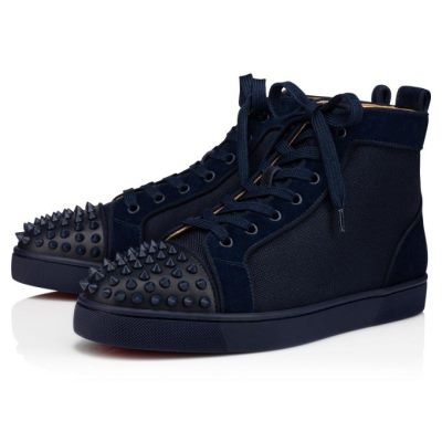 Christian Louboutin Lou Spikes Orlato Creative Fabric Sneakers Superge Moški Temno Modre | SI-00155