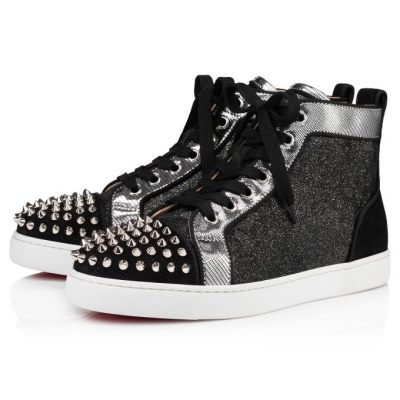 Christian Louboutin Lou Spikes Orlato Version Veau Velours Sneakers Superge Ženske Črne | SI-49678