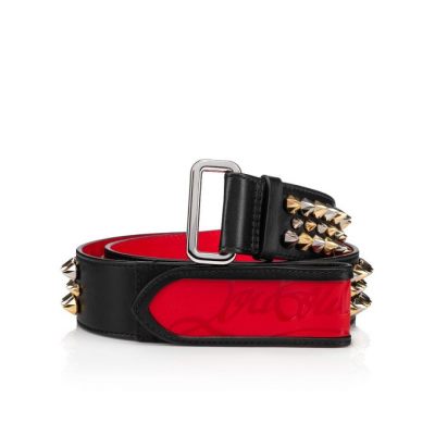 Christian Louboutin Loubi Belt Classic Usnje Belts Pasovi Moški Črne Rdeče Večbarvni | SI-49183