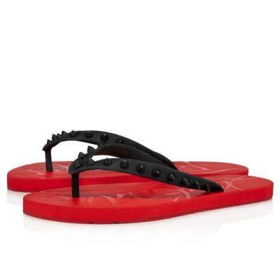 Christian Louboutin Loubi Flip Donn 000 Gomme Mules Mules Ženske Črne Rdeče | SI-06972