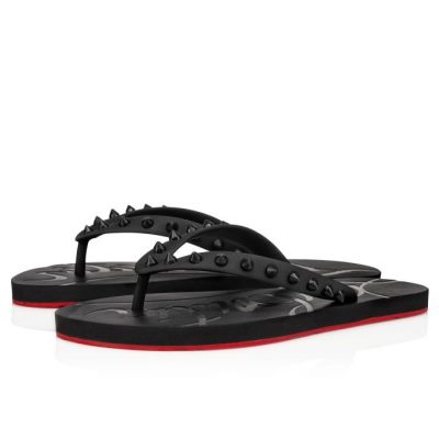 Christian Louboutin Loubi Flip Plastic Finish Flats Flats Ženske Črne | SI-31753
