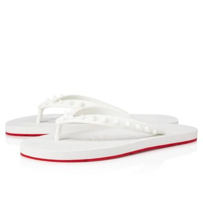 Christian Louboutin Loubi Flip Plastic Finish Mules Mules Ženske Bele | SI-69793