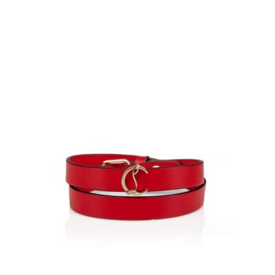 Christian Louboutin Loubilink Classic Usnje Bracelets Bracelets Ženske Rdeče Zlate | SI-95408