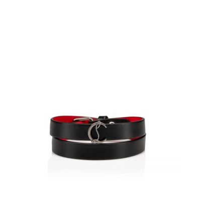 Christian Louboutin Loubilink Logo Bracelet Double Classic Usnje Bracelets Bracelets Ženske Črne | SI-00777