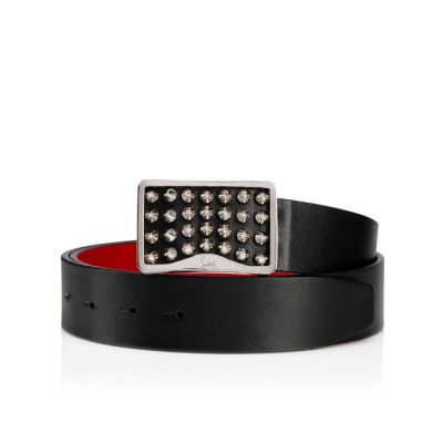 Christian Louboutin Louis Belt 35 Classic Usnje Belts Pasovi Moški Črne Srebrne | SI-63741