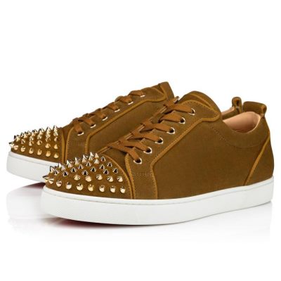 Christian Louboutin Louis Junior Sp 000 Veau Velours Sneakers Superge Moški Olivno Zelene | SI-51408