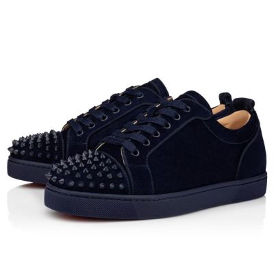 Christian Louboutin Louis Junior Sp 000 Mat Veau Velours Sneakers Superge Moški Temno Modre | SI-65994