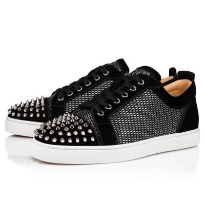 Christian Louboutin Louis Junior Spikes Orlato Cotton Sneakers Superge Moški Črne Srebrne | SI-45731