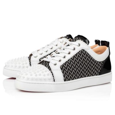 Christian Louboutin Louis Junior Spikes Orlato Cotton Sneakers Superge Moški Bele Črne | SI-84802