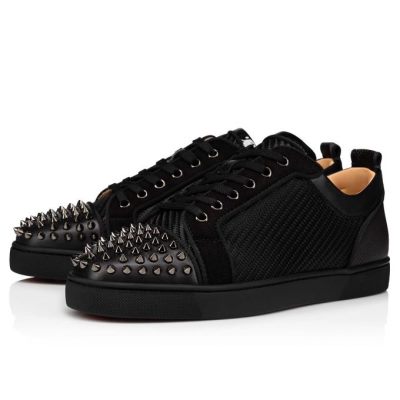 Christian Louboutin Louis Junior Spikes Orlato Cotton Sneakers Superge Moški Črne | SI-84931