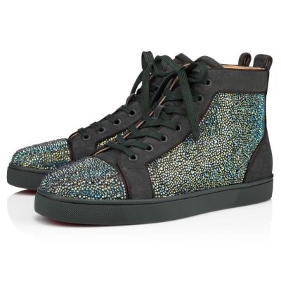 Christian Louboutin Louis Orlato 000 Tsar/Cry Irid Green Strass Sneakers Superge Moški Temno Sive Večbarvni | SI-21448