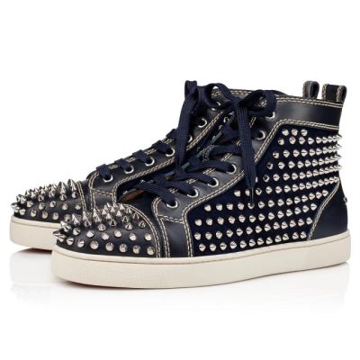 Christian Louboutin Louis Version Veau Velours Sneakers Superge Moški Temno Modre Srebrne | SI-13989
