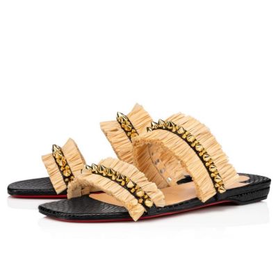 Christian Louboutin Marivodou Calf Mules Mules Ženske Črne Bež | SI-49895