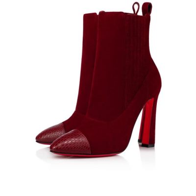 Christian Louboutin Me In The 90s 100 Tanin Veau Velours Boots Škornji Ženske Bordo | SI-02762