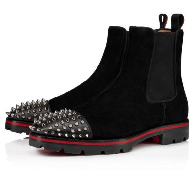 Christian Louboutin Melon Spikes 000 Calf Booty Škornji Moški Črne | SI-22812