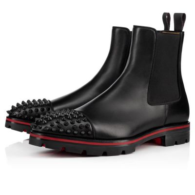 Christian Louboutin Melon Spikes 000 Mat Calf Booty Škornji Moški Črne | SI-54199