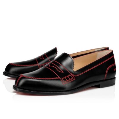 Christian Louboutin Mocalaureat 000 Calf Flats Flats Ženske Črne Rdeče | SI-25535