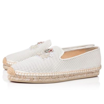 Christian Louboutin Nanou Orlato Nappa Espadrilles Espadrilles Ženske Bele | SI-77245