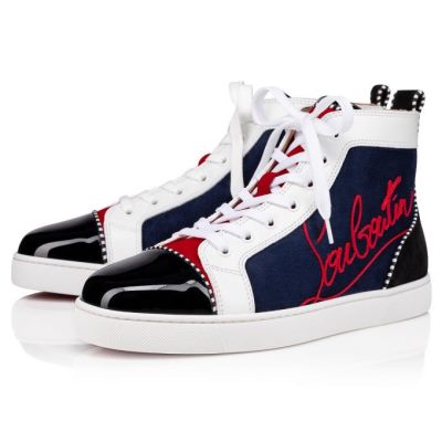 Christian Louboutin Navy Louis 000 Version Veau Velours Sneakers Superge Moški Večbarvni | SI-45960