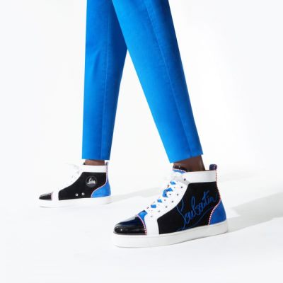 Christian Louboutin Navy Louis 000 Version Veau Velours Sneakers Superge Moški Črne Modre | SI-73833