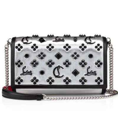 Christian Louboutin Paloma Clutch Creative Fabric Cross Body Bags Cross Body Bags Ženske Srebrne Črne | SI-54881