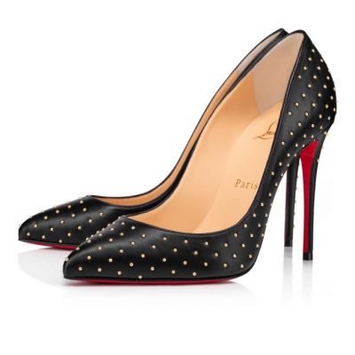 Christian Louboutin Pigalle Follies Plume 100 Nappa Pumps Pumps Ženske Črne Zlate | SI-89630