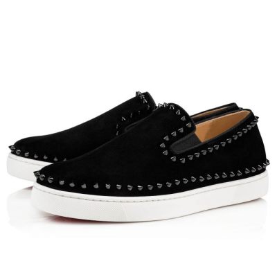 Christian Louboutin Pik Boat 000 Veau Velours Boat Shoes Čoln Čevlji Moški Črne | SI-42936