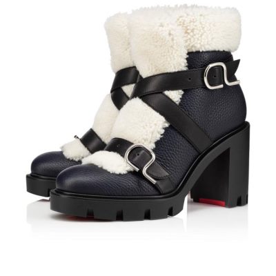 Christian Louboutin Pole Chic 70 Blue/White Calf Boots Škornji Ženske Modre Bele | SI-93212