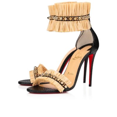 Christian Louboutin Poupedou 100 Calf Sandals Sandale Ženske Črne Bež | SI-82212