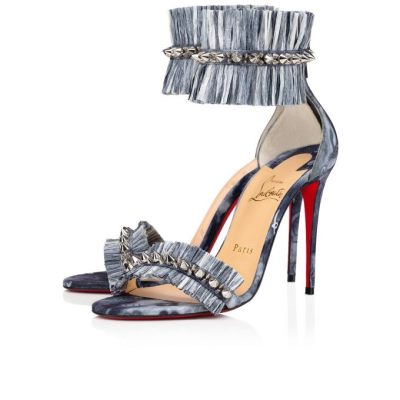 Christian Louboutin Poupedou 100 Cotton Sandals Sandale Ženske Večbarvni Modre | SI-32850