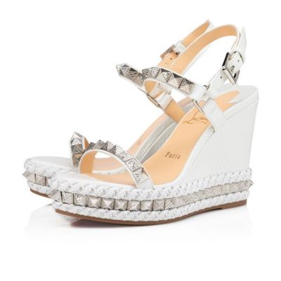 Christian Louboutin Pyraclou 110 Calf Espadrilles Espadrilles Ženske Bele | SI-14543