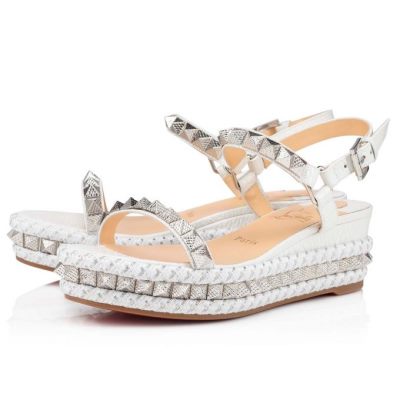 Christian Louboutin Pyraclou 60 Calf Espadrilles Espadrilles Ženske Bele | SI-51786