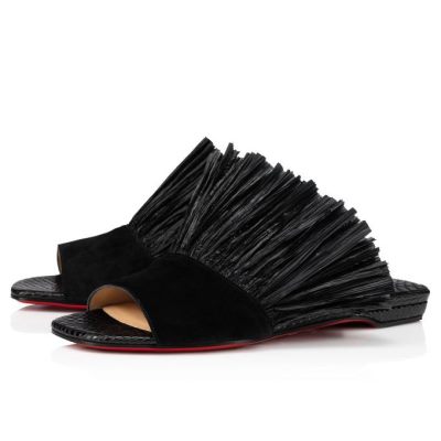 Christian Louboutin Rafinani Veau Velours Mules Mules Ženske Črne | SI-02591