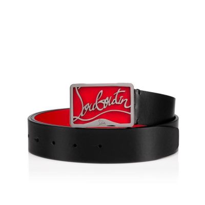 Christian Louboutin Ricky Belt 35 Classic Usnje Belts Pasovi Moški Črne Rdeče | SI-24965