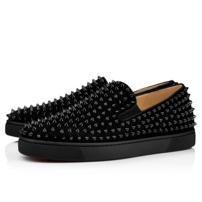 Christian Louboutin Roller-boat 000 Veau Velours Sneakers Superge Moški Črne | SI-75555